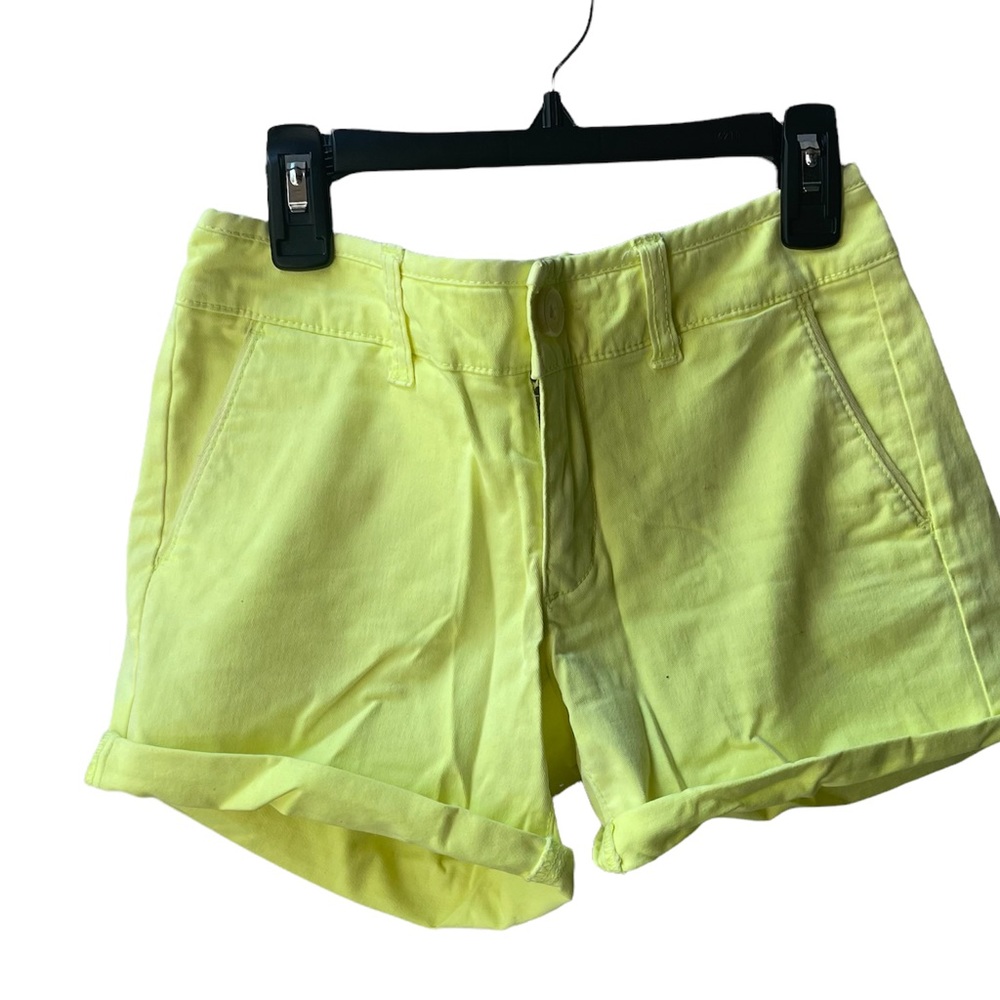 American Eagle Neon Green Yellow MIDI Stretch Shorts Size 00